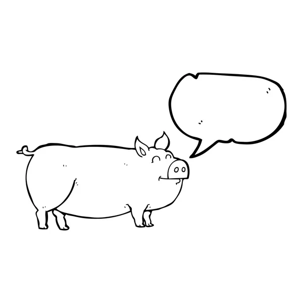 Speech bubble cartoon muddy pig — Stock Vector