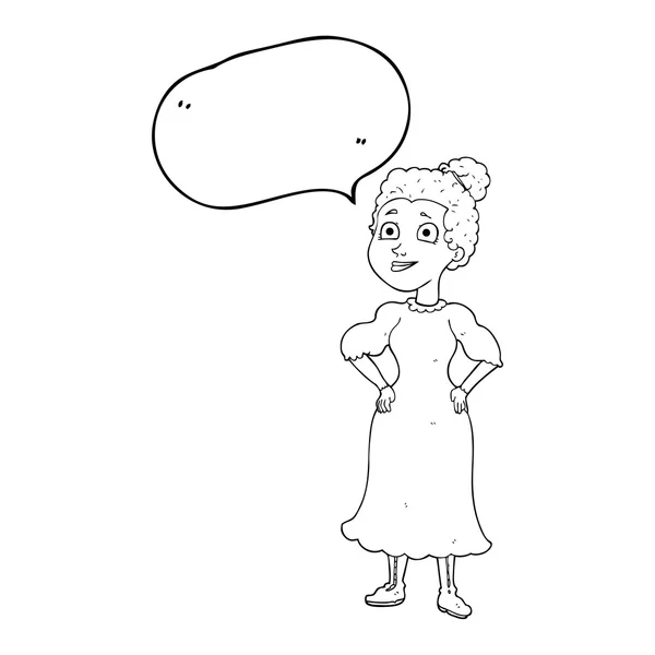 Sprechblase Karikatur einer viktorianischen Frau im Kleid — Stockvektor