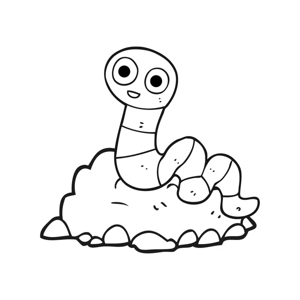 Zwart-wit cartoon Aardworm — Stockvector