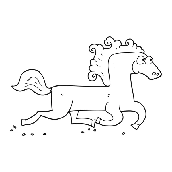 黒と白の漫画馬を実行 — ストックベクタ