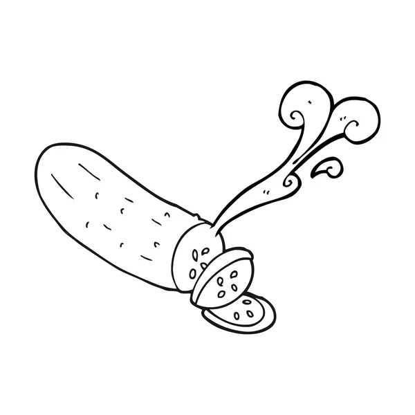 Preto e branco desenho animado cortado pepino — Vetor de Stock
