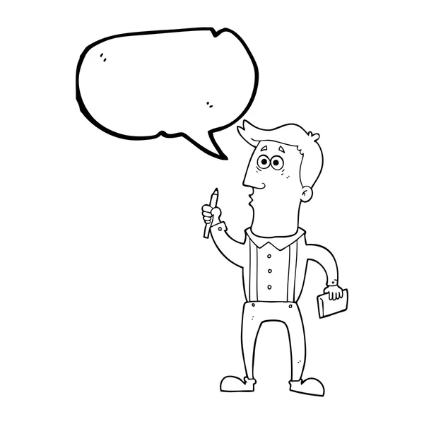 Speech bubble cartoon man with notebook — Stock Vector