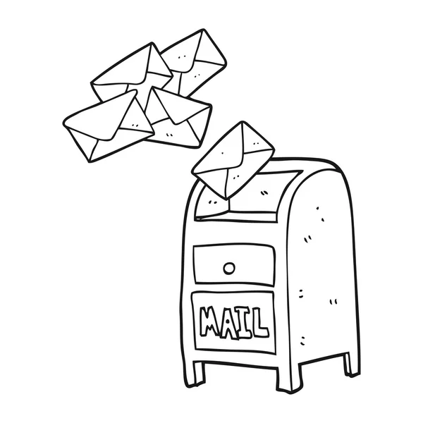Caixa de correio cartoon preto e branco — Vetor de Stock