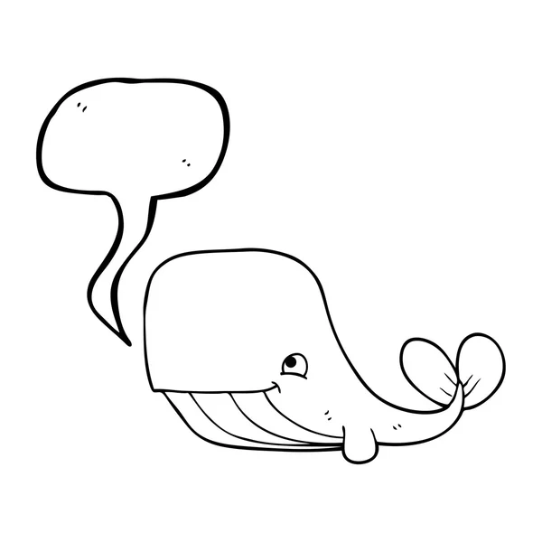 Speech bubble cartoon happy whale — Stock Vector