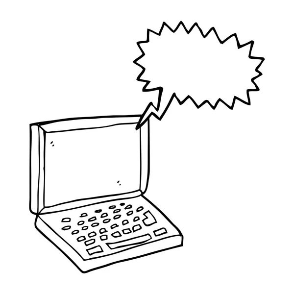 Konuşma kabarcık karikatür dizüstü bilgisayar — Stok Vektör