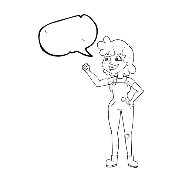 演讲泡沫卡通确定女人紧握的拳头 — 图库矢量图片