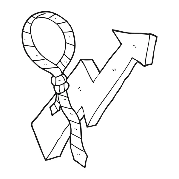 Czarno-biały rysunek pracy krawat i strzałka symbol postępu — Wektor stockowy