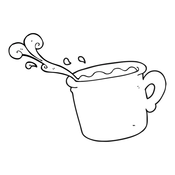 Taza de café de dibujos animados en blanco y negro — Vector de stock