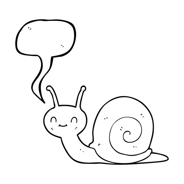 Discours bulle dessin animé escargot mignon — Image vectorielle