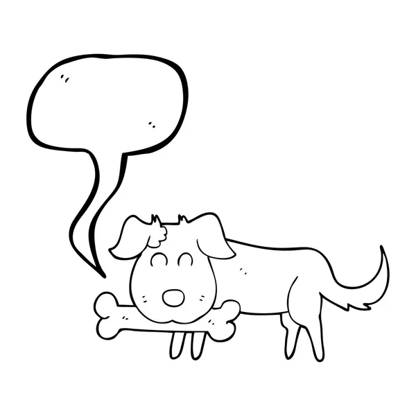 Speech bubble kartun anjing dengan tulang - Stok Vektor