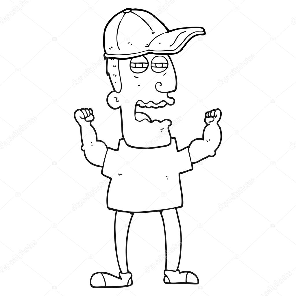 Cartoon noir et blanc dessiné   main levée a souligné l homme — Vecteur par lineartestpilot