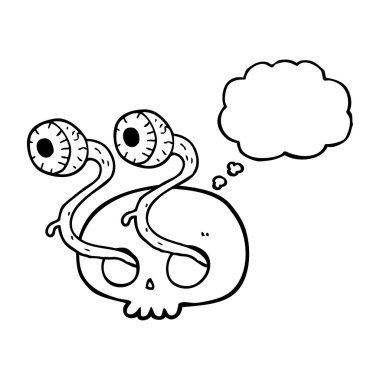 Brüt düşünce kabarcık karikatür göz küresi kafatası