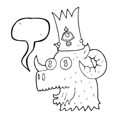konuşma kabarcık karikatür ram baş büyülü tacı olan