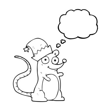 kabarcık karikatür fare Noel şapka takıyor sanıyordum