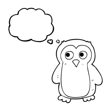 düşünce kabarcık karikatür penguen