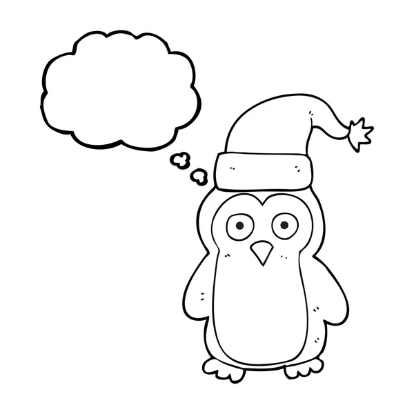 Tankebubbla karikatyr jul pingvin — Stock vektor