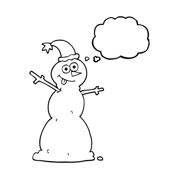 Pensamiento burbuja dibujos animados muñeco de nieve — Archivo Imágenes Vectoriales