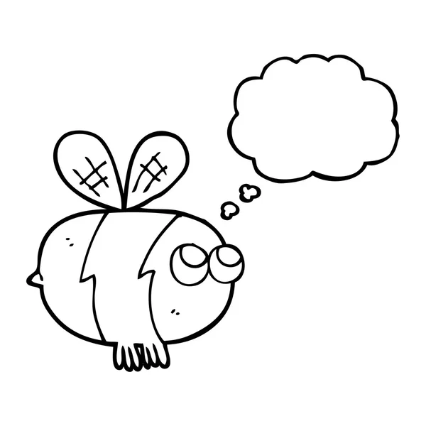 Pensamiento burbuja de dibujos animados abeja — Vector de stock