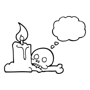 kabarcık karikatür ürkütücü kafatası ve mum sanıyordum