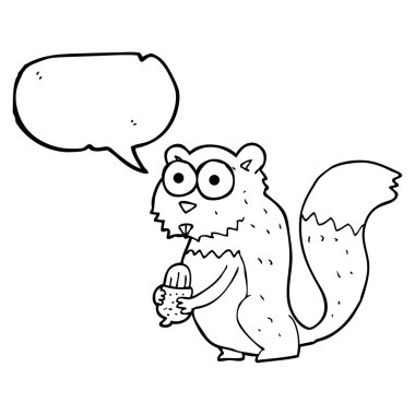 konuşma kabarcık karikatür kızgın sincap fındık ile