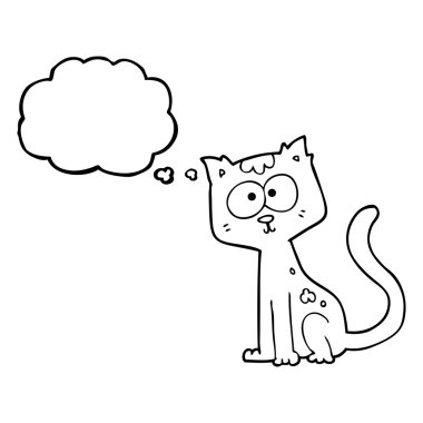 düşünce kabarcık karikatür kedi 