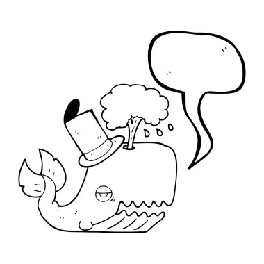 su spouting konuşma kabarcık karikatür balina