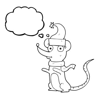 kabarcık karikatür fare Noel şapka takıyor sanıyordum