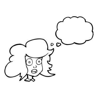 kadın yüzü düşünce kabarcık karikatür şaşırttı