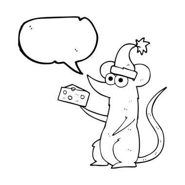 konuşma balonu karikatür Noel fare peynir ile