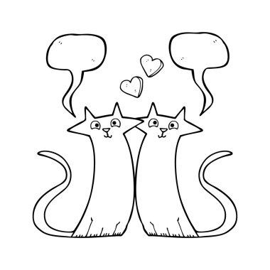 konuşma kabarcık karikatür kedi aşık