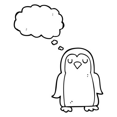 düşünce kabarcık karikatür penguen
