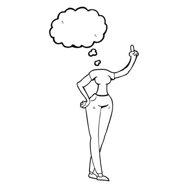 kabarcık karikatür kadın bedeni yükseltilmiş el ile sanıyordum