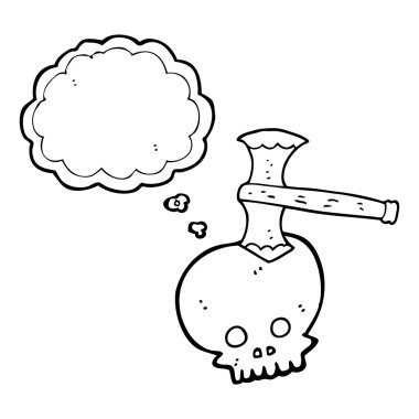 kabarcık karikatür balta kafatası içinde düşündüm