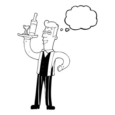 düşünce kabarcık karikatür garson