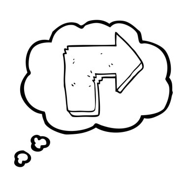 düşünce kabarcık karikatür oku