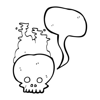 konuşma kabarcık karikatür dumanı tüten kafatası