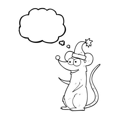 kabarcık karikatür fare Noel şapka takıyor sanıyordum