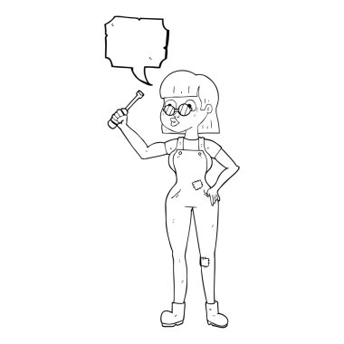 konuşma kabarcık karikatür kadın makinist