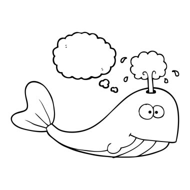 su spouting düşünce kabarcık karikatür balina