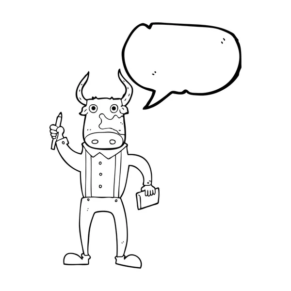 Toespraak bubble cartoon stier man — Stockvector