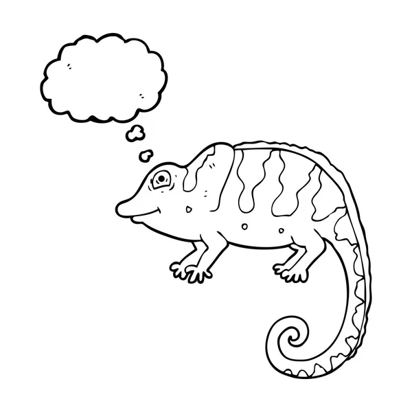 Pensée bulle dessin animé caméléon — Image vectorielle