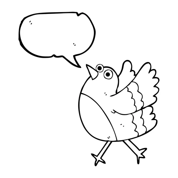 Konuşma kabarcık karikatür mutlu kuş — Stok Vektör