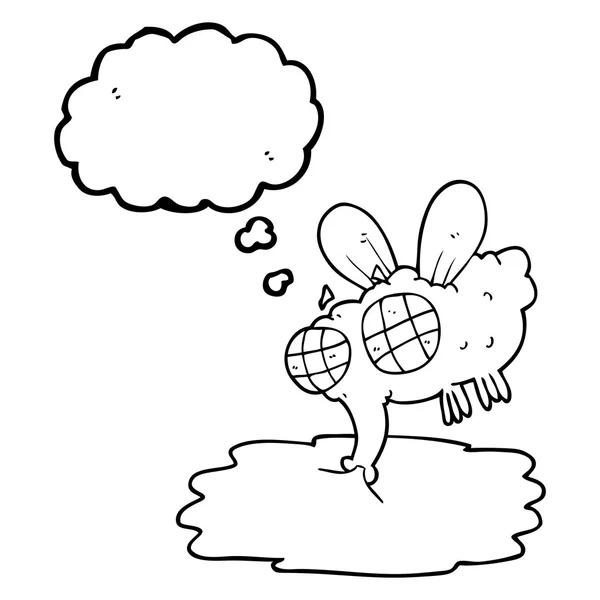 Pensamiento burbuja dibujos animados mosca bruta — Vector de stock