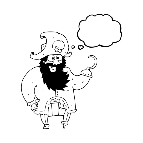 Pensamiento burbuja dibujos animados pirata capitán — Vector de stock
