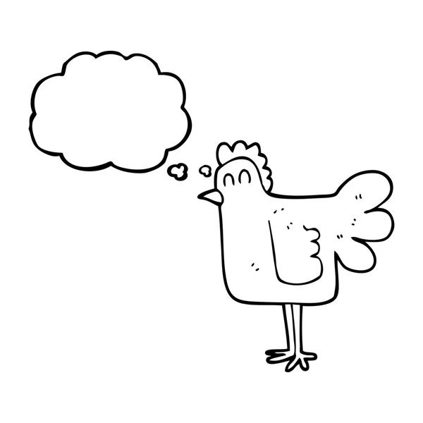 Myšlenka bubliny cartoon kuře — Stockový vektor
