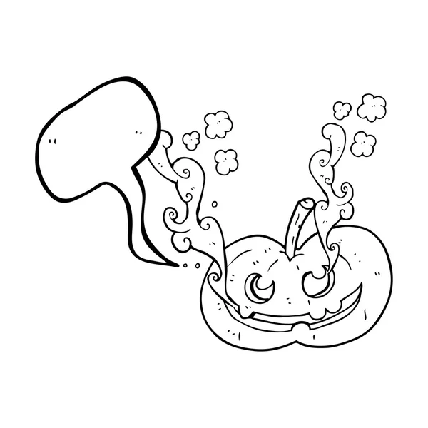 Voz burbuja dibujos animados halloween calabaza — Vector de stock