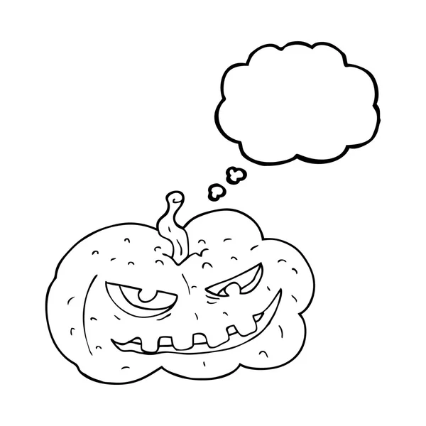 Thought bubble cartoon halloween pumpkin — Stock Vector