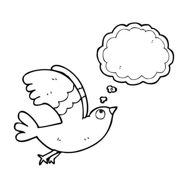 Pensée bulle dessin animé oiseau — Image vectorielle