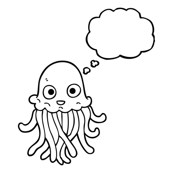Gedachte zeepbel cartoon octopus — Stockvector