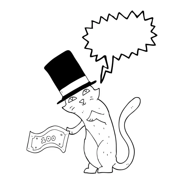Fala bolha desenho animado rico gato — Vetor de Stock
